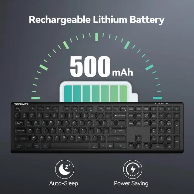 Alt view image 11 of 14 - Bluetooth Keyboard Rechargeable, 4-Device (2.4G+BT) Wireless Keyboard, Full Size Computer Keyboard with Stand, Ultra-Slim Quiet Typing, for PC/Laptop/Smart TV/Phone/Tablet, 12 Hotkeys