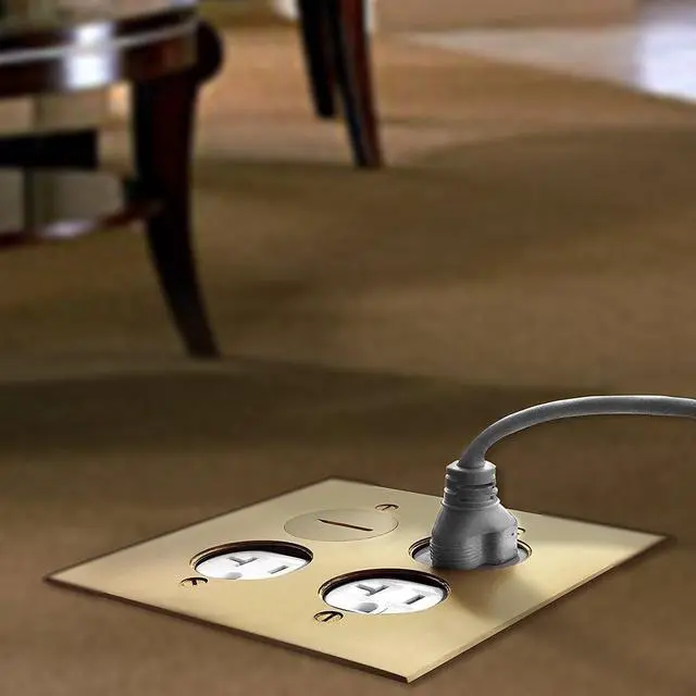 Alt view image 14 of 14 - - 705510-C-STICKERED Screw Cap Cover Floor Box kit, 5 x 5 2-Gang Cover, 20A Tamper-Weather Resistant Receptacle Outlets, Watertight Gasket, Corrosive Resistant Hardware, UL Listed,