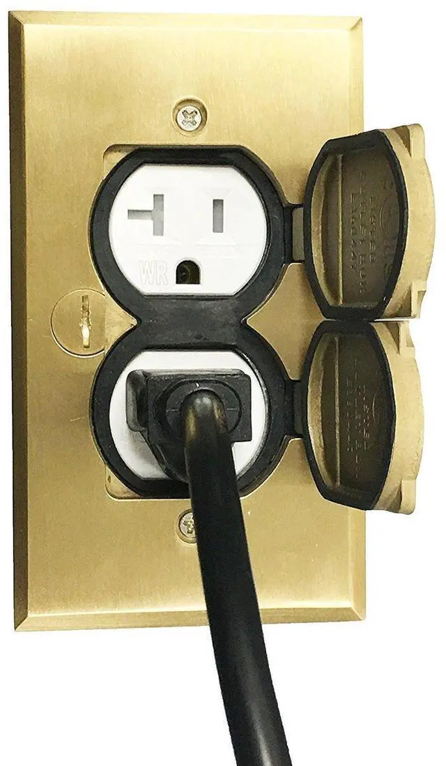 Alt view image 13 of 14 - Flip Lid Cover Floor Box kit, 5 x 2.89 1-Gang Cover, 20A Tamper-Weather Resistant Receptacle Outlets, Watertight Gasket, Corrosive Resistant Hardware, 975507-C, Brass (705507-C)