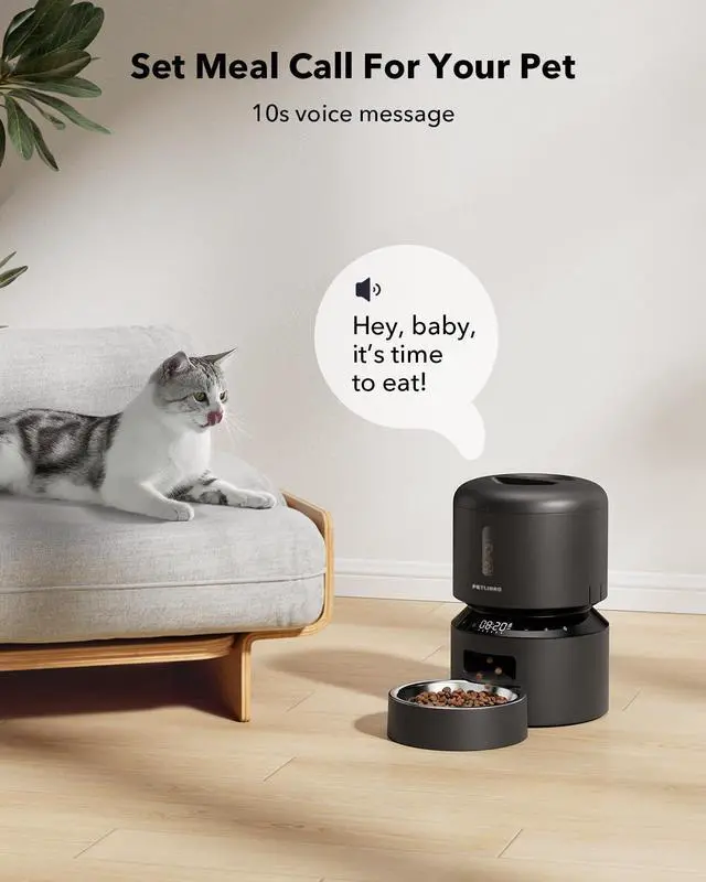 Alt view image 10 of 13 - Automatic Cat Feeder 3L Programmable Pet Food Dispenser with Airtight Storage, Timed Portion Control, Voice Meal Call & Dual Power Supply, Clog-Free Healthy Feeding for Cats & Small Dogs