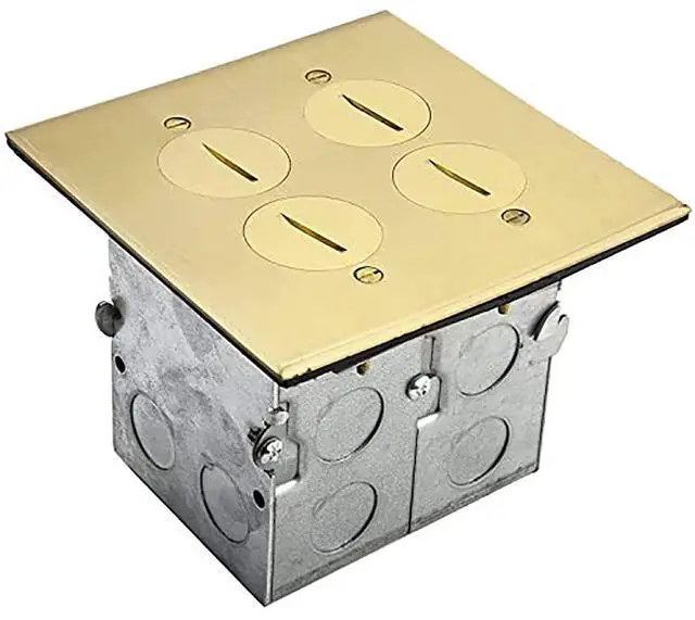 Alt view image 8 of 14 - - 705510-C-STICKERED Screw Cap Cover Floor Box kit, 5 x 5 2-Gang Cover, 20A Tamper-Weather Resistant Receptacle Outlets, Watertight Gasket, Corrosive Resistant Hardware, UL Listed,