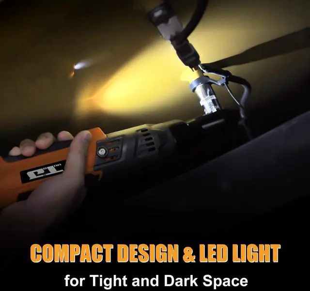 Alt view image 13 of 14 - 3/8" Cordless Ratchet Wrench, Compatible with DEWALT 20V MAX Battery, 74Ft-Lbs Power Electric Ratchet Tool Kit, 1/2" & 1/4" Adapters, 3" Extension Bar (Tool Only)