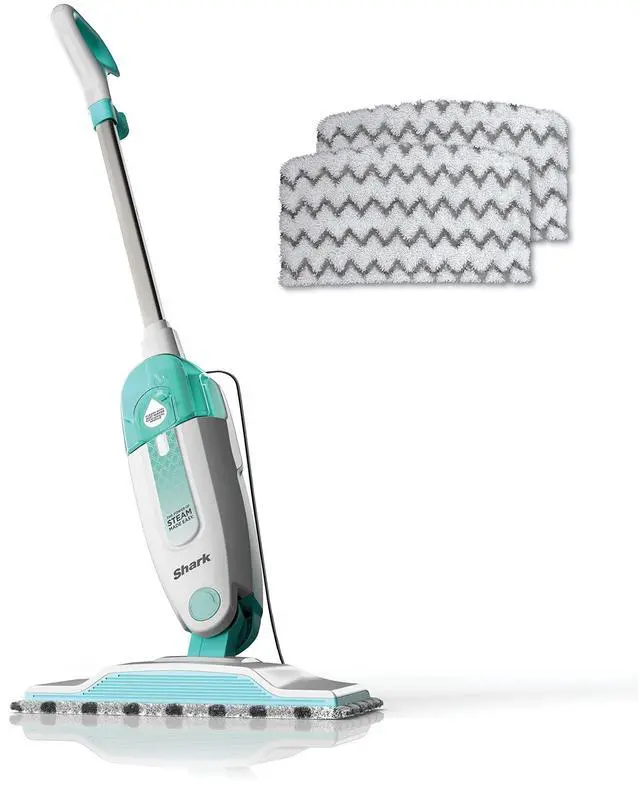 Alt view image 8 of 14 - Steam Mop with 2 Machine Washable Dirt Grip Pads, Removable Water Tank, Lightweight, Steam Cleaner for sealed Hard Floors, Marble, Stone, Hardwood, Tile, Laminate, White/Seafoam, S1000