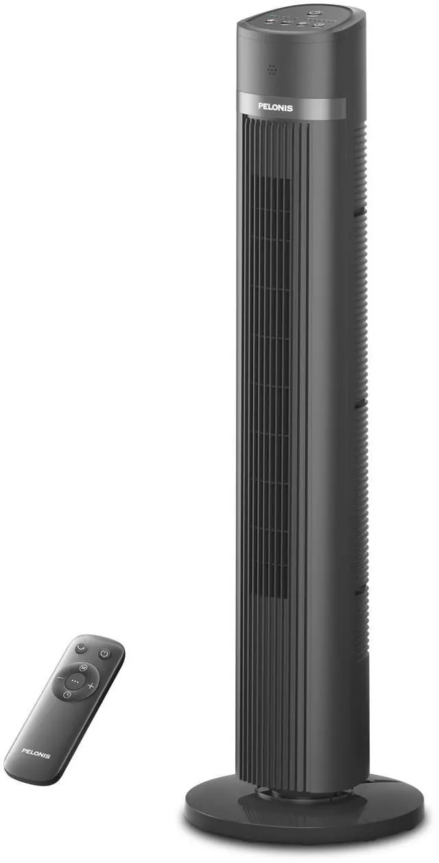 Alt view image 8 of 14 - 40 inch Bladeless Tower Fan for Bedroom, Standing Fan with Remote Control, 26ft/s, 90° Oscillation, 3 Speed Settings, 27 Db, 3 Modes, 15-Hour Timer, LED Display, Fan that Blows Cold Air, Grey
