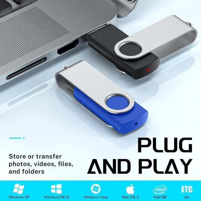 Alt view image 9 of 14 - 64GB Flash Drive 10 Pack, Thumb Drive High Capacity Multicolour, Bulk USB Flash Drives 64 GB Metal Swivel, USB 2.0 Jump Drive Portable, Pen Drive Zip High Speed for Data Storage