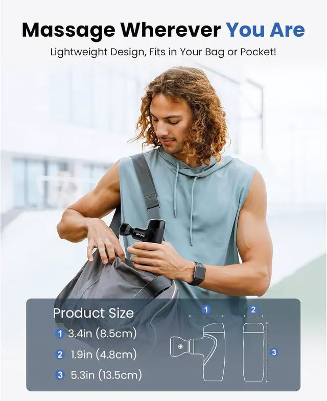 Alt view image 14 of 14 - M7 Plus Mini Massage Gun with Heat, FSA Eligible & HSA Approved Deep Tissue Percussion Massager for Back & Neck Stiffness - Portable, Quiet, Ultra-Lightweight