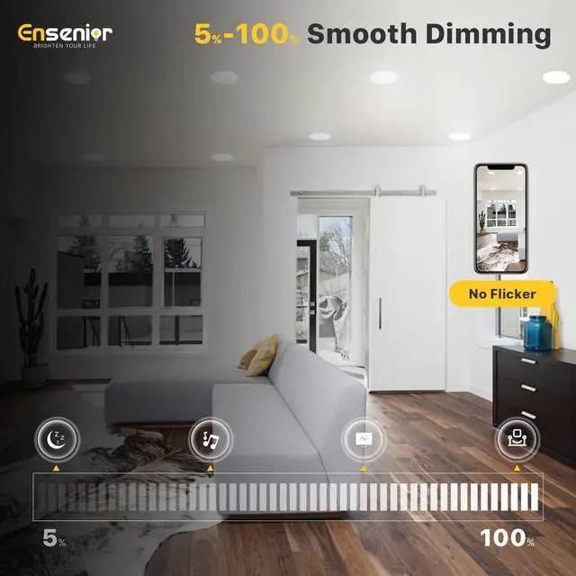 Alt view image 11 of 14 - 12 Pack 6 Inch LED Recessed Ceiling Light, Dimmable, 2700K-5000K 5CCT, 1200LM 12W 120V, High Brightness Canless Wafer Downlight - ETL&FCC&IC
