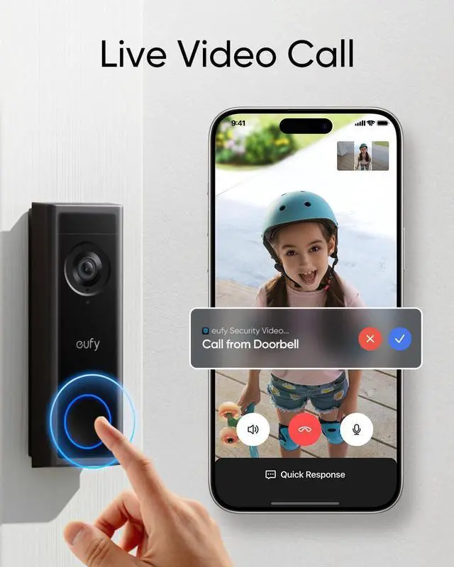 Alt view image 11 of 12 - Video Doorbell Camera C31,2K FHD,Battery/Wired Powered,Head-to-Toe View,Live Video Call,Wireless Doorbell,24/7Recording,Human and Motion Detection,HomeBase S380 Compatible,No Monthly Fee