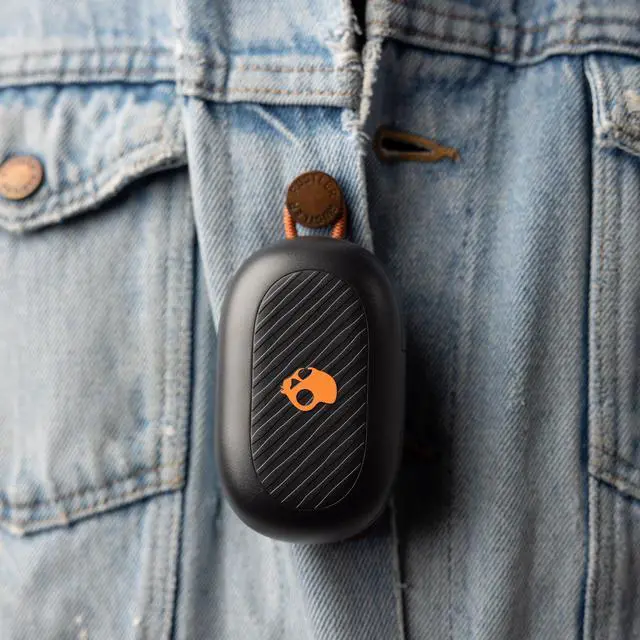 Alt view image 13 of 14 - Push Play Active Wireless Earbuds, Bluetooth Headphones, Noise Isolating Fit, 34 Hrs Battery, Secure-Fit Over-Ear Hanger, Sweat Water Resistant, Microphone for iPhone Android - Black/Orange