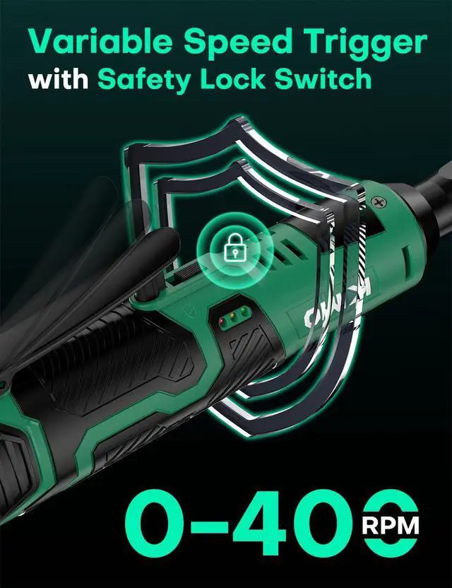 Alt view image 11 of 14 - Cordless Electric Ratchet Wrench Set, 40Ft-lbs, 400RPM Cordless Ratchet Wrench 3/8" w/Variable Speed Trigger, 7Sockets, 1/4" Adapter, Forward/Reverse Switch, 12V Power Ratchet w/ 2x2.0Ah Battery