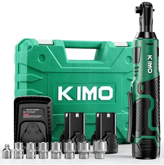 Alt view image 8 of 14 - Cordless Electric Ratchet Wrench Set, 40Ft-lbs, 400RPM Cordless Ratchet Wrench 3/8" w/Variable Speed Trigger, 7Sockets, 1/4" Adapter, Forward/Reverse Switch, 12V Power Ratchet w/ 2x2.0Ah Battery