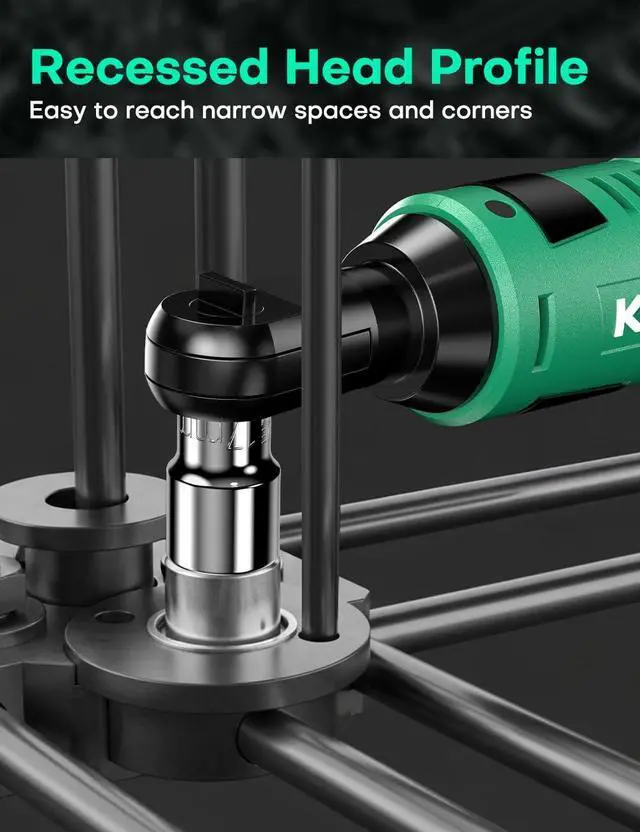 Alt view image 10 of 14 - Cordless Electric Ratchet Wrench Set, 40Ft-lbs, 400RPM Cordless Ratchet Wrench 3/8" w/Variable Speed Trigger, 7Sockets, 1/4" Adapter, Forward/Reverse Switch, 12V Power Ratchet w/ 2x2.0Ah Battery
