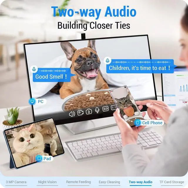 Alt view image 13 of 14 - Automatic Cat Feeder with 2K Camera: 5G WiFi Automatic Dog Feeder with Night Vision,Cat Food Dispenser with 7L Large Food Storage Container for Multiple Pet,Detachable for Easy Clean -29 Cup