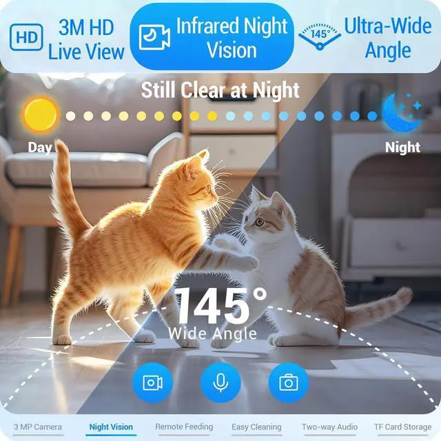 Alt view image 10 of 14 - Automatic Cat Feeder with 2K Camera: 5G WiFi Automatic Dog Feeder with Night Vision,Cat Food Dispenser with 7L Large Food Storage Container for Multiple Pet,Detachable for Easy Clean -29 Cup