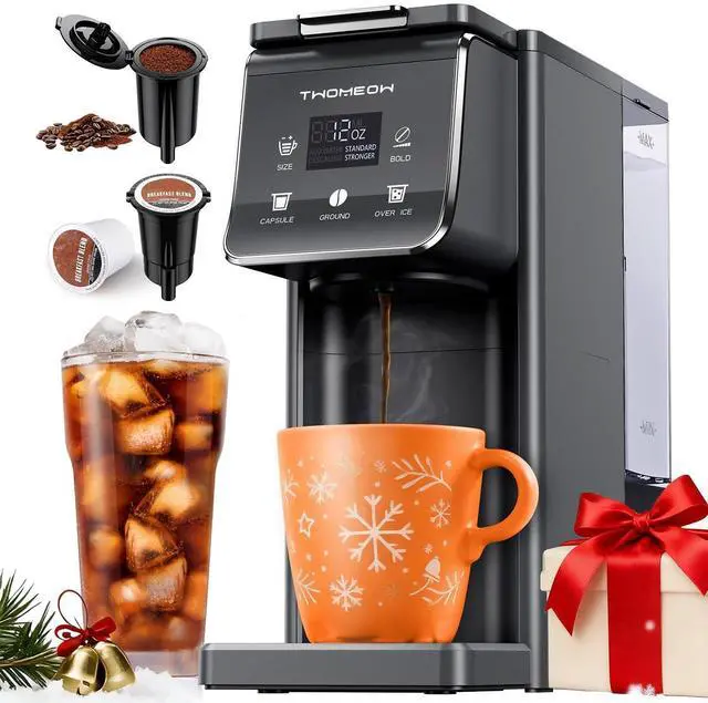 Alt view image 8 of 14 - K Cup Coffee Maker With Bold Setting, Single Serve Hot & Iced Coffee Maker for K-Cup and Grounds, 52oz Removable Reservoir, 6 to14oz Brew Sizes, Pod Coffee Machine With Reusable Filter, Gray