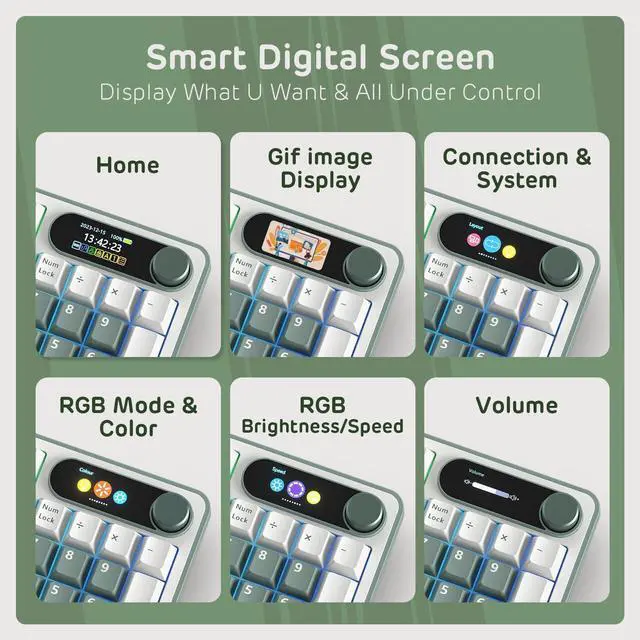 Alt view image 10 of 14 - S98 Mechanical Keyboard w/Smart Display & Knob, Top Mount 96% Wireless Mechanical Keyboard BT/2.4G/USB-C, Hot Swappable, Software Support, Creamy Sounding, 98 Keys