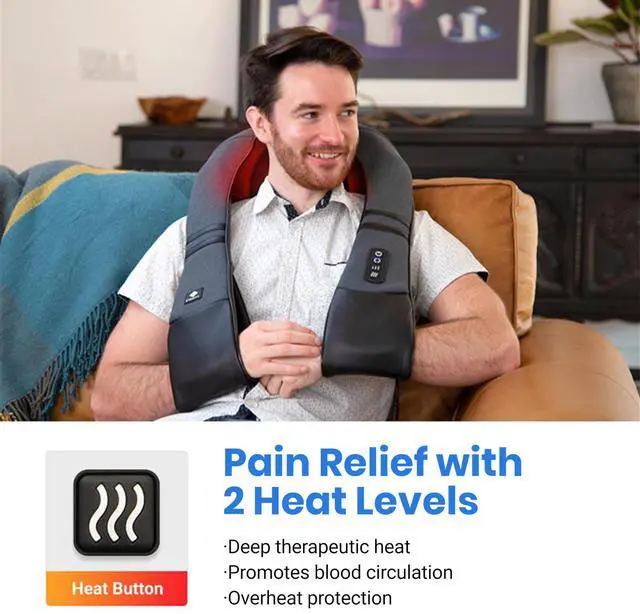 Alt view image 10 of 14 - FSA Eligible Cordless Neck Massager with Heat for Pain Relief Deep Tissue, FSA Wearables, Rechargeable Shiatsu Back Shoulder Massage Tool, Best Gift for Mother, Father, HSA Items