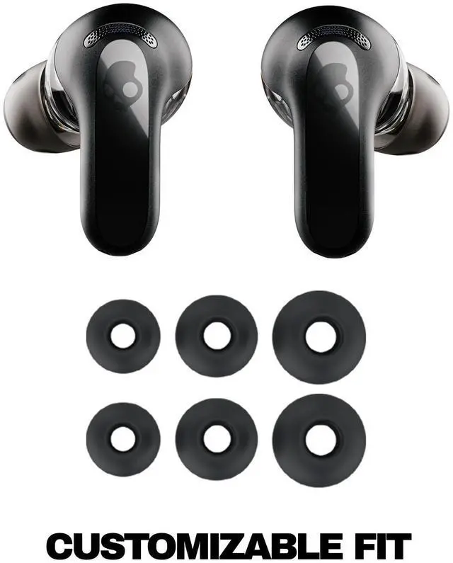 Alt view image 10 of 12 - Rail ANC Wireless Earbuds, Bluetooth Headphones, Active Noise Cancelling, Up to 38 Hours Battery, Microphone for iPhone Android, Customizable via Skull-iQ App - True Black