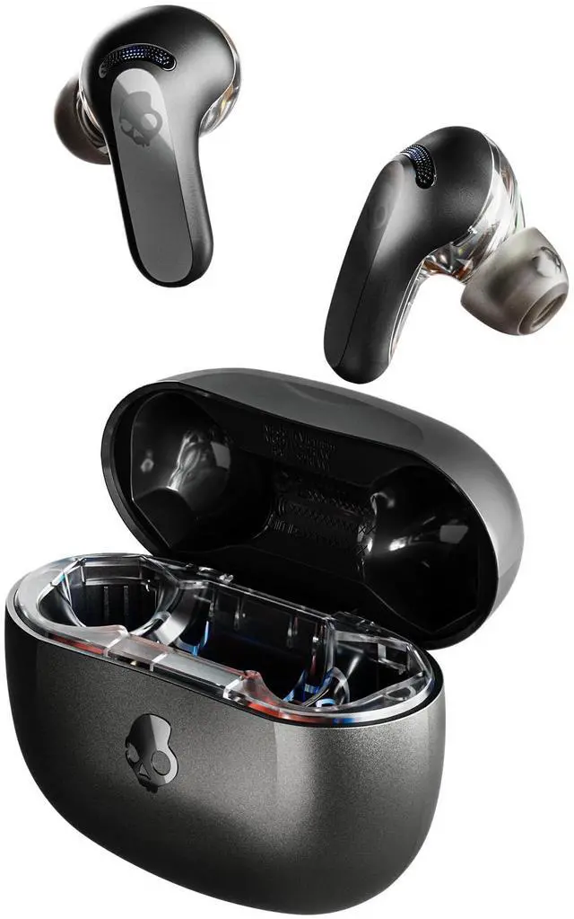 Alt view image 7 of 12 - Rail ANC Wireless Earbuds, Bluetooth Headphones, Active Noise Cancelling, Up to 38 Hours Battery, Microphone for iPhone Android, Customizable via Skull-iQ App - True Black