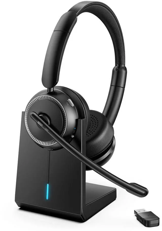 Alt view image 8 of 14 - Upgrade ANC & ENC Headset with Microphone for PC, Wireless Headset with Mic for Work(Flip-to-Mute & USB Dongle), Bluetooth 5.4 Noise Cancelling Headphones with Mic for Call Center/Home/Computer/Phones