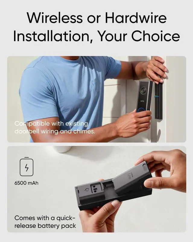 Alt view image 9 of 12 - Video Doorbell Camera C31,2K FHD,Battery/Wired Powered,Head-to-Toe View,Live Video Call,Wireless Doorbell,24/7Recording,Human and Motion Detection,HomeBase S380 Compatible,No Monthly Fee