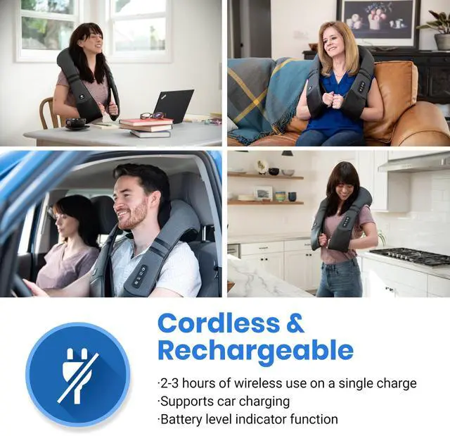 Alt view image 11 of 14 - FSA Eligible Cordless Neck Massager with Heat for Pain Relief Deep Tissue, FSA Wearables, Rechargeable Shiatsu Back Shoulder Massage Tool, Best Gift for Mother, Father, HSA Items