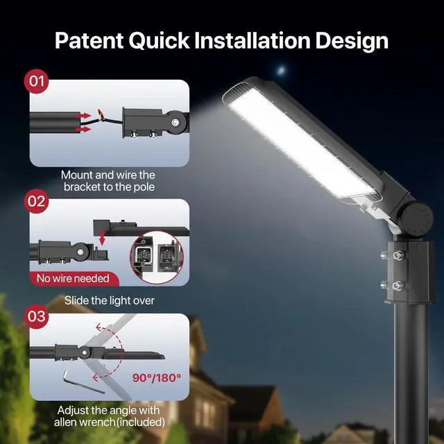 Alt view image 11 of 14 - 200W LED Parking Lot Lights Outdoor, 120V Parking Lot Lights Dusk to Dawn Pole with Slip Fitter UL Listed 5000K IP65 Waterproof Outdoor Commercial Area Lighting, LED Shoebox Light for Roadways Yard