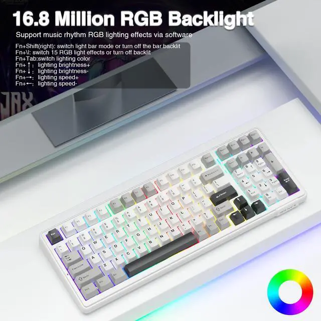 Alt view image 14 of 14 - F99 Wireless Mechanical Keyboard,Tri-Mode BT5.0/2.4GHz/USB-C Hot Swappable Custom Keyboard,Pre-lubed Linear Switches,RGB Backlit Computer Gaming Keyboards for PC/Tablet/PS/Xbox
