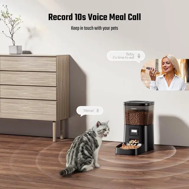 Alt view image 9 of 12 - Automatic Cat Feeder- 4L Timed Cat Food Dispenser 1-6 Meals Control for Cat and Small Dog- Auto Pet Feeder with Desiccant Bag Keep Fresh for Reliable Easy Set Up and Clean- Voice Recorder