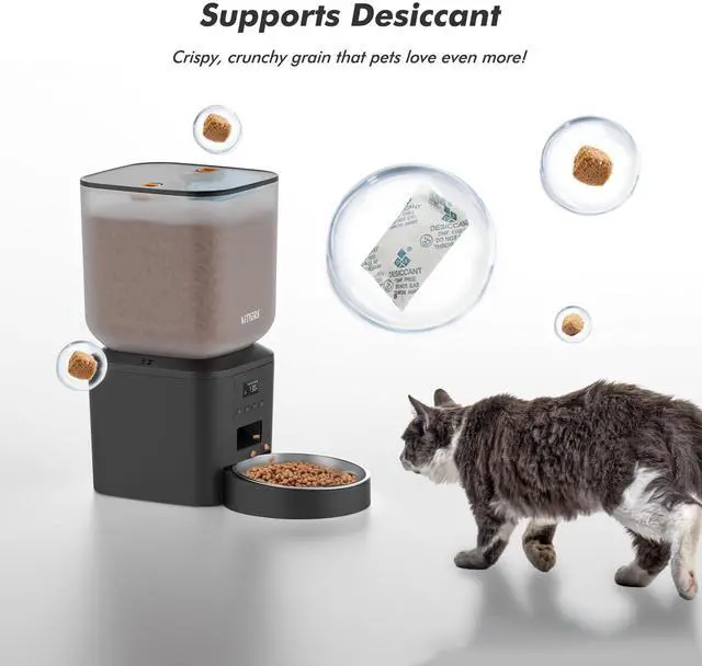 Alt view image 12 of 14 - Automatic Dog Feeder - 8L/34 Cups Large Capacity Automatic Cat Food Dispenser with LCD Screen, Large Food Tray, Battery Operated, Timed Cat Feeder, Up to 50 Portions 6 Meals Per Day, Keeps Fresh
