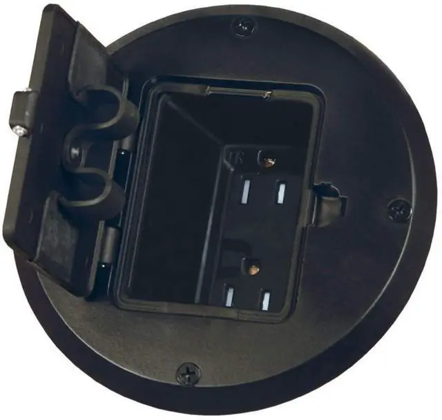 Alt view image 9 of 14 - 6239BK Floor Kit with Recessed Duplex 15A TR Device and Adjustable Steel Box, 1-Gang, Black