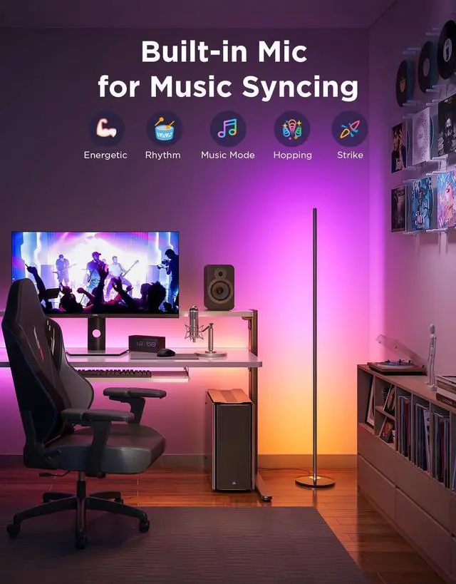 Alt view image 13 of 14 - RGBIC Floor Lamp Basic, 1000lm LED Corner Lamp Compatible with SmartThings, Alexa, and Matter, Modern Floor Lamp with Music Sync and 16 Million DIY Colors, Standing Lamp for Bedroom Living Room
