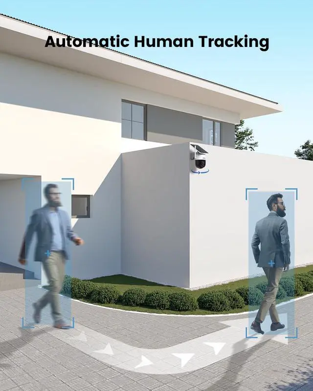 Alt view image 11 of 14 - Solar Camera Security Outdoor - 100% Wire-Free Security Cameras Wireless Outdoor for Home Surveillance with Fixed Solar Panel, 360° Panoramic View, Human Auto Tracking, 2K Color Night Vision