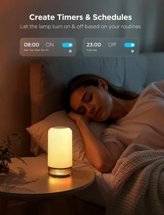 Alt view image 14 of 14 - RGBIC Smart Table Lamp 2, Touch Bedside Small Table Lamp Compatible with SmartThings, Matter, Alexa, Desk Lamp with 64 Scene Modes, Nightstand Lamp for Bedroom Living Room Night Light(Corded)