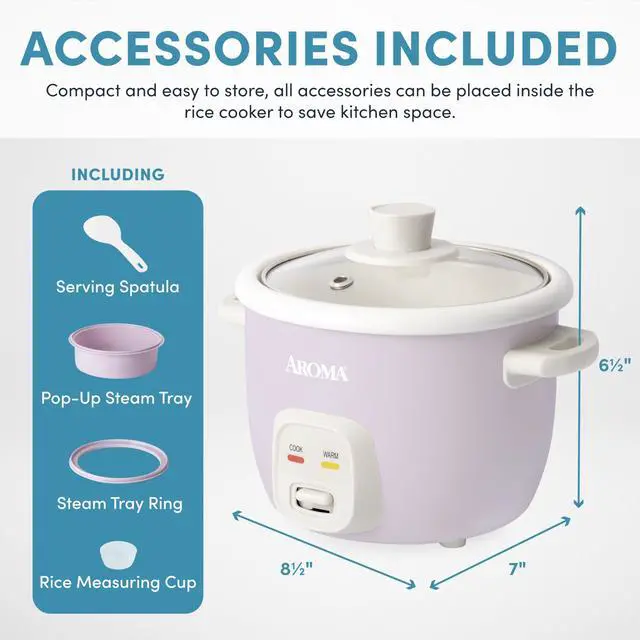 Alt view image 11 of 14 - CoreCoat Rice Cooker with Pop-Up Food Steaming Basket (4 Cups Cooked, 2 Cups Uncooked, 1 Qt)
