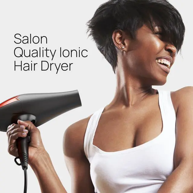 Alt view image 9 of 14 - Professional Hair Dryer, Ionic Ceramic Tourmaline Technology, 2000W Fast Quiet Drying, with Narrow & Wide Concentrator Nozzles, 3 Heat & 2 Speed Settings, Cool Shot Button, Black