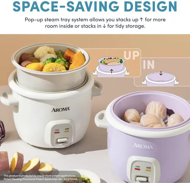 Alt view image 10 of 14 - CoreCoat Rice Cooker with Pop-Up Food Steaming Basket (4 Cups Cooked, 2 Cups Uncooked, 1 Qt)