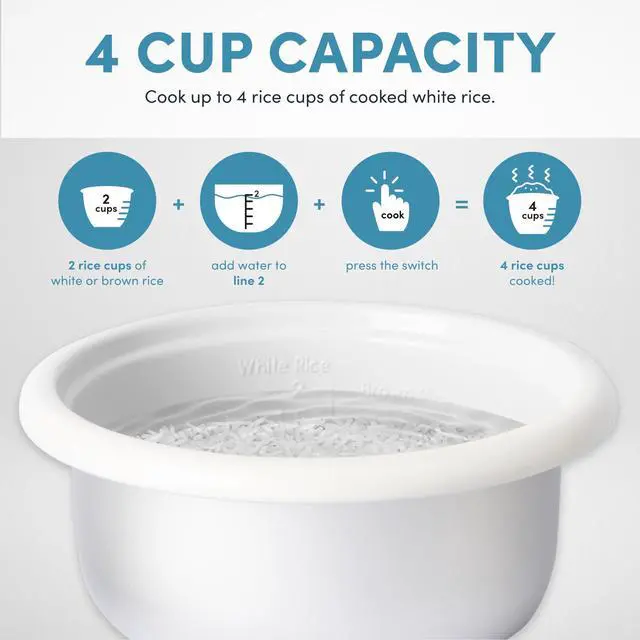 Alt view image 13 of 14 - CoreCoat Rice Cooker with Pop-Up Food Steaming Basket (4 Cups Cooked, 2 Cups Uncooked, 1 Qt)