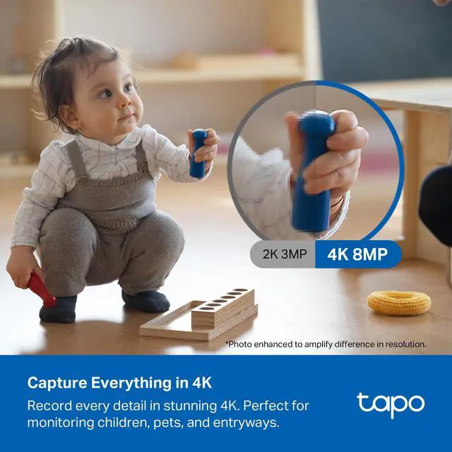 Alt view image 9 of 14 - 4K Indoor Pan/Tilt Wired Security Camera - Works as a Baby Monitor, Person/Pet Detection, Facial Recognition, 360° AI Motion Tracking, Subscription-Free Local Storage or Optional Cloud, C260