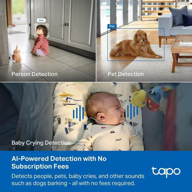 Alt view image 14 of 14 - 4K Indoor Pan/Tilt Wired Security Camera - Works as a Baby Monitor, Person/Pet Detection, Facial Recognition, 360° AI Motion Tracking, Subscription-Free Local Storage or Optional Cloud, C260