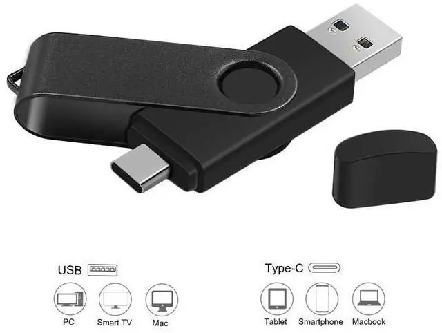 Alt view image 9 of 12 - 2-Pack 256GB Dual USB Flash Drive 2.0 - USB C & USB A 2-in-1 Thumb Drive for PC, Type C Phones,External Memory Stick for Photos/Videos