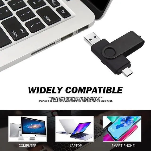 Alt view image 11 of 12 - 2-Pack 256GB Dual USB Flash Drive 2.0 - USB C & USB A 2-in-1 Thumb Drive for PC, Type C Phones,External Memory Stick for Photos/Videos