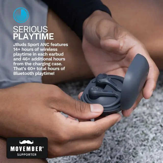 Alt view image 11 of 14 - JBuds Sport ANC 4 True Wireless Bluetooth Earbuds + Charging Case, Graphite, Swipe + Touch Controls, Hybrid Active Noise Cancelation, Multipoint Connect, Customized Settings App