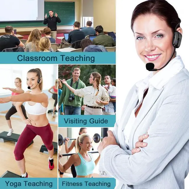 Alt view image 13 of 14 - Wireless Microphone Headset, 2.4GHz Cordless Head Mic, USB-C Charging Microphones, 165ft Range, for Voice Amplifier Speaker Pa System Teaching Tour Guides Conference Yoga Dance Fitness Instructor