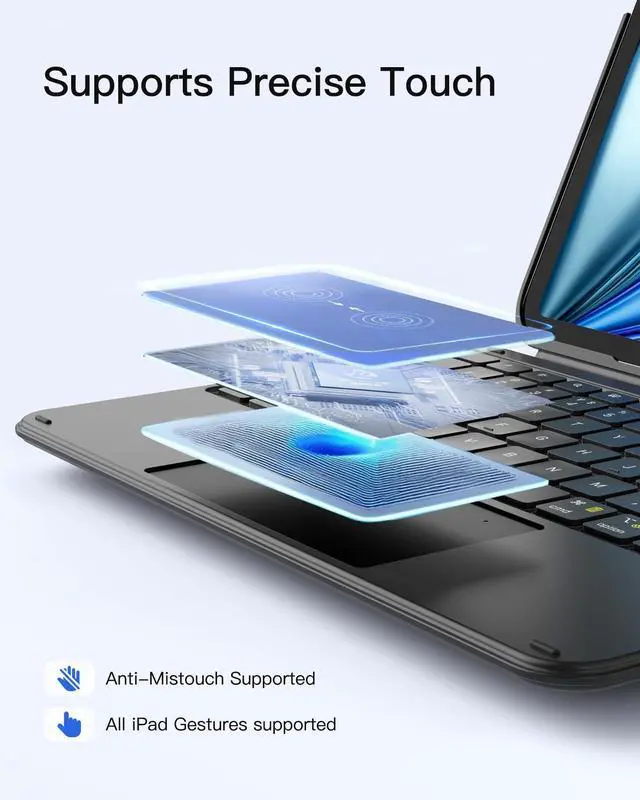 Alt view image 14 of 14 - 450g Ultralight Keyboard for iPad (A16) 11th/10th Gen 2022 (11/10.9 inch), Air 11" M4 2026/M3/M2, Air 5/4th, Pro 11 4/3/2/1th,1 Second Magnetic Detachable Keyboard with Touchpad, AceTouch