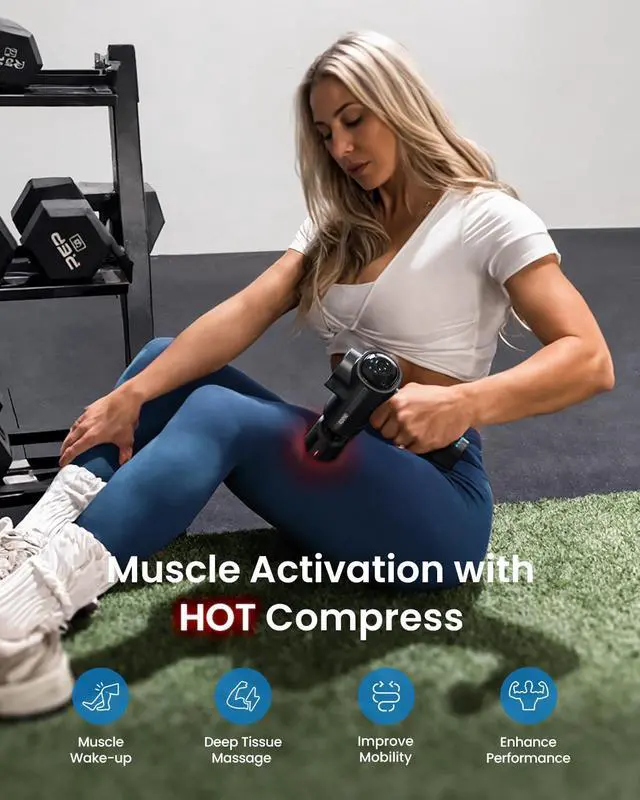 Alt view image 4 of 7 - Active Thermacool Deluxe Massage Gun Deep Tissue with Charging Stand, Fathers Day Dad Gifts Handheld Back Massager with Heat and Cold, Percussion Body Muscle Masajeador for Athletes Pain Relief