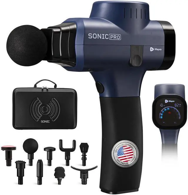 Main image of SonicPro Massage Gun Deep Tissue with Heat Percussion Massager Gun 10 Speeds 9 Heads Muscle Massager for Athletes Back, Legs, Arms