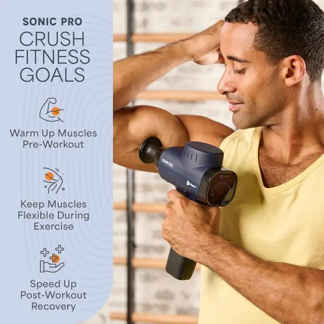 Alt view image 7 of 7 - SonicPro Massage Gun Deep Tissue with Heat Percussion Massager Gun 10 Speeds 9 Heads Muscle Massager for Athletes Back, Legs, Arms
