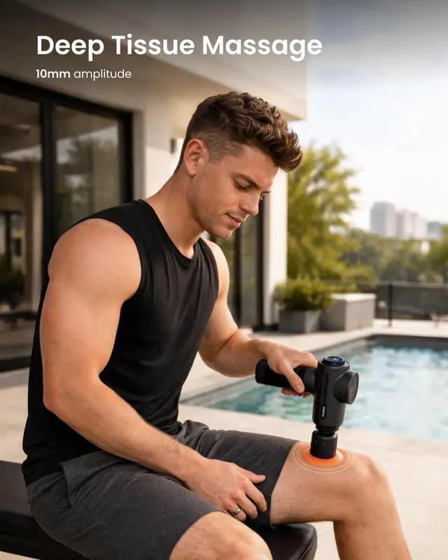 Alt view image 5 of 7 - Active+ Thermacool Massage Gun with Heat & Cold, Fathers Day Dad Gifts, App Control with Video-Guided Courses, Deep Tissue Handheld Massager for Back and Neck, 5 Speeds, 5 Heads, Carry Case