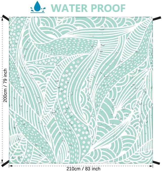 Alt view image 2 of 5 - Beach Blanket Waterproof Sandproof Beach Mat for 1-8 Adults Quick Drying Durable Outdoor Picnic Mat for Beach Festival Travel Camping Hiking (LBL-Ripple, 79"×83"(4 Person))